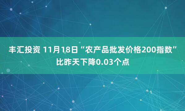 丰汇投资 11月18日“农产品批发价格200指数”比昨天下降0.03个点